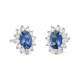 Pendientes de oro blanco de 18 Kt con piedra de color y diamantes