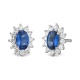 Pendientes de oro blanco de 18 Kt con piedra de color y diamantes