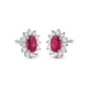 Pendientes de oro blanco de 18 Kt con piedra de color y diamantes