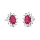 Pendientes de oro blanco de 18 Kt con piedra de color y diamantes