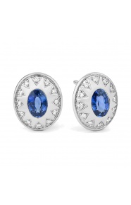 Pendientes de oro blanco de 18 Kt con zafiro azul de 1,26 ct y diamantes de 0,13 ct