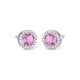 Pendientes Rosetón de oro blanco de 18 Kt con zafiro rosa de 0,70 ct y diamantes de 0,10 ct