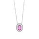 Colgante de oro blanco de 18 Kt con zafiro rosa y diamantes