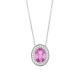 Colgante de oro blanco de 18 Kt con zafiro rosa y diamantes