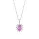 Colgante de oro blanco de 18 Kt con piedra de color y diamantes