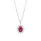 Colgante de oro blanco de 18 Kt con piedra de color y diamantes
