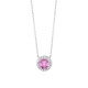 Colgante de oro blanco de 18 Kt con zafiro rosa de 0,63 ct y diamantes de 0,06 ct
