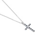 Colgante Cruz de oro blanco de 18 Kt con zafiro de 0,15 ct y diamante de 0,01 ct