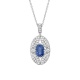 Colgante de oro blanco de 18 Kt con zafiro azul de 0,95 ct y diamantes de 0,50 ct
