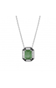 Colgante de oro blanco de 18 Kt con esmeralda de 0,95 ct y diamantes de 0,14 ct