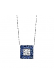 Colgante de oro blanco de 18 Kt con zafiro de 1,50 ct y diamantes de 0,38 ct