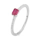 Anillo de oro blanco de 18 Kt con piedra de color y diamantes de 0,06 ct