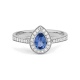 Anillo de oro blanco de 18 Kt con piedra de color y diamantes