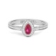 Anillo de oro blanco de 18 Kt con piedra de color y diamantes