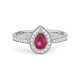 Anillo de oro blanco de 18 Kt con piedra de color y diamantes