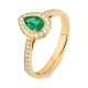 Anillo de oro amarillo de 18 Kt con esmeralda y diamantes