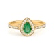 Anillo de oro amarillo de 18 Kt con esmeralda y diamantes