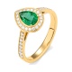 Anillo de oro amarillo de 18 Kt con esmeralda y diamantes