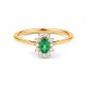 Anillo de oro amarillo de 18 Kt con esmeralda y diamantes