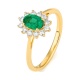 Anillo de oro amarillo de 18 Kt con esmeralda y diamantes
