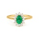 Anillo de oro amarillo de 18 Kt con esmeralda y diamantes