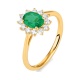 Anillo de oro amarillo de 18 Kt con esmeralda y diamantes