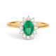 Anillo de oro amarillo de 18 Kt con esmeralda y diamantes