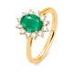 Anillo de oro amarillo de 18 Kt con esmeralda y diamantes