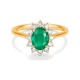 Anillo de oro amarillo de 18 Kt con esmeralda y diamantes