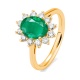 Anillo de oro amarillo de 18 Kt con esmeralda y diamantes