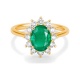 Anillo de oro amarillo de 18 Kt con esmeralda y diamantes