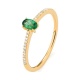 Anillo de oro amarillo de 18 Kt con esmeralda y diamantes de 0,07 ct
