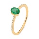 Anillo de oro amarillo de 18 Kt con esmeralda y diamantes de 0,07 ct