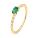 Anillo de oro amarillo de 18 Kt con esmeralda y diamantes de 0,06 ct
