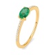 Anillo de oro amarillo de 18 Kt con esmeralda y diamantes de 0,06 ct