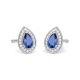 Pendientes de oro blanco de 18 Kt con piedra de color y diamantes