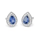 Pendientes de oro blanco de 18 Kt con piedra de color y diamantes