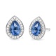 Pendientes de oro blanco de 18 Kt con piedra de color y diamantes