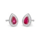 Pendientes de oro blanco de 18 Kt con piedra de color y diamantes