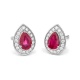Pendientes de oro blanco de 18 Kt con piedra de color y diamantes