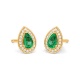 Pendientes de oro amarillo de 18 Kt con esmeralda y diamantes