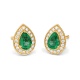 Pendientes de oro amarillo de 18 Kt con esmeralda y diamantes