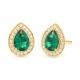 Pendientes de oro amarillo de 18 Kt con esmeralda y diamantes