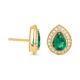 Pendientes de oro amarillo de 18 Kt con esmeralda y diamantes