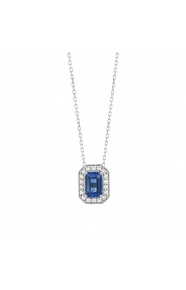 Colgante de oro blanco de 18 Kt con piedra de color y diamantes de 0,12 a 0,19 ct