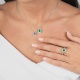 Colgante de oro blanco de 18 Kt con piedra de color y diamantes de 0,12 a 0,19 ct