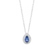 Colgante de oro blanco de 18 Kt con piedra de color y diamantes