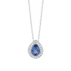 Colgante de oro blanco de 18 Kt con piedra de color y diamantes