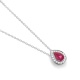 Colgante de oro blanco de 18 Kt con piedra de color y diamantes