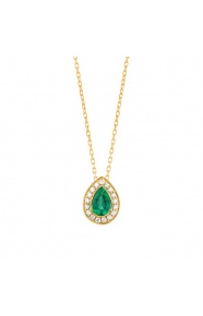 Colgante de oro amarillo de 18 Kt con esmeralda y diamantes
